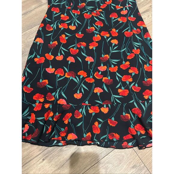 Karl Lagerfeld Black and Red Floral Midi Dress - Picture 3 of 7